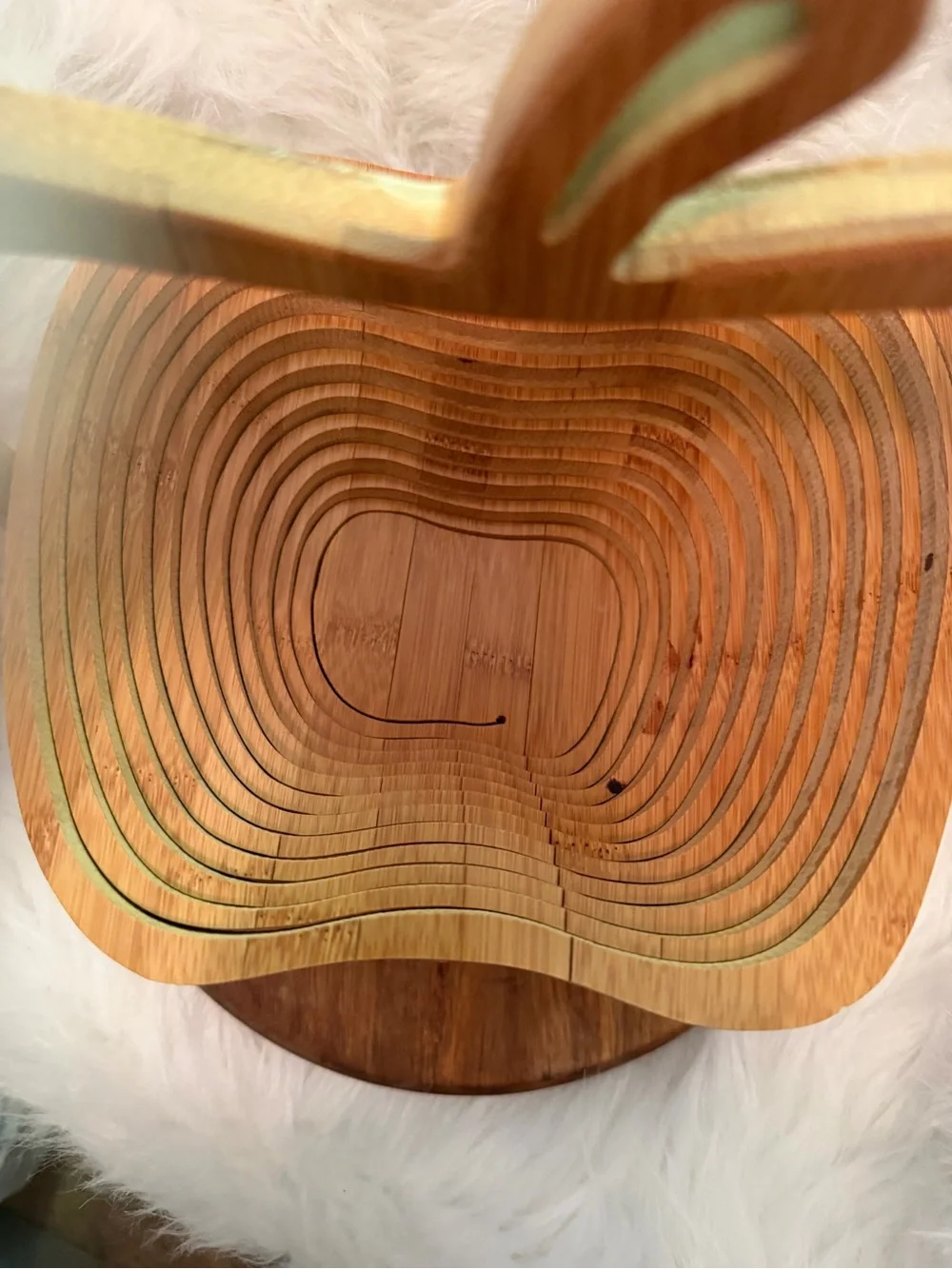 Wooden Apple-Shaped Fruit Basket - Natural Bamboo